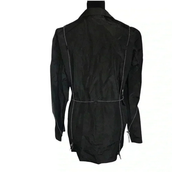 ASOS Collusion Women's Button Down Nylon Jacket in Black Drawstrings Sz 4 - Picture 4 of 6